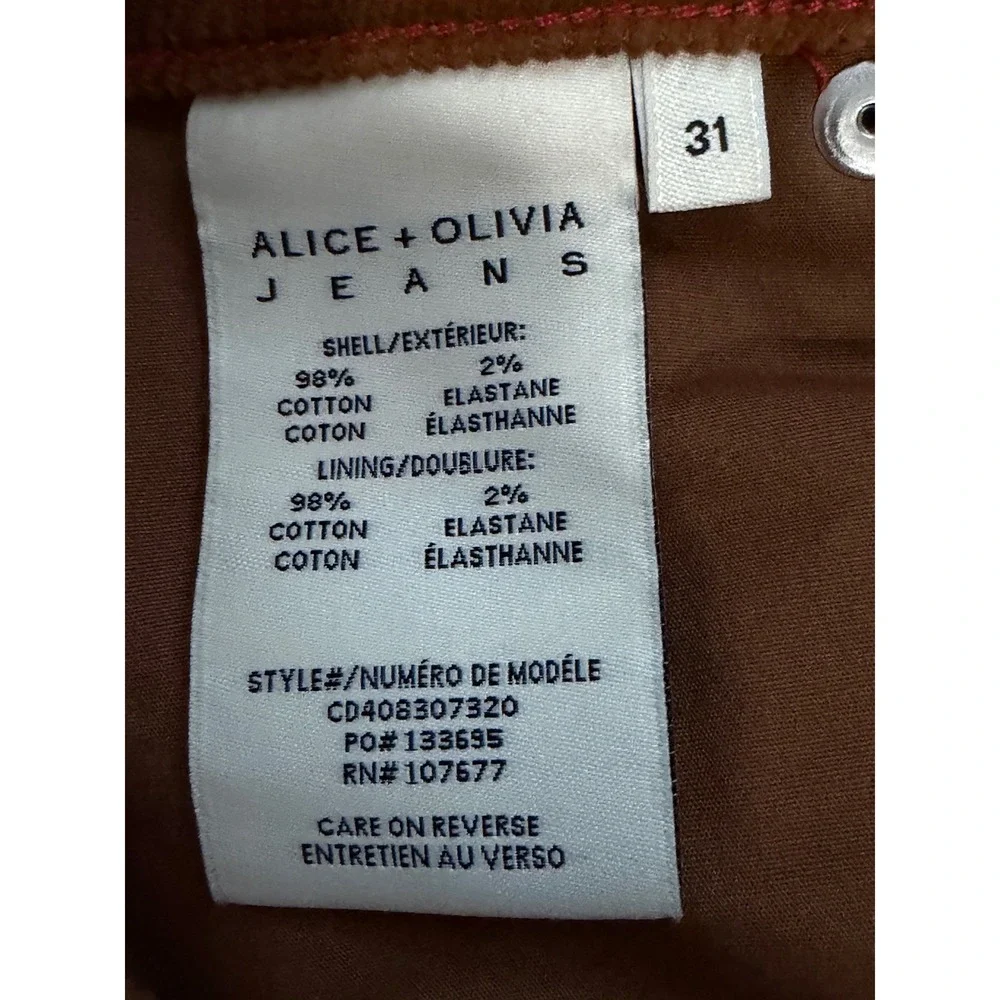 Alice + Olivia Joss  Brown Corduroy Button Fly Mini Skirt High‎ Waist Size 31